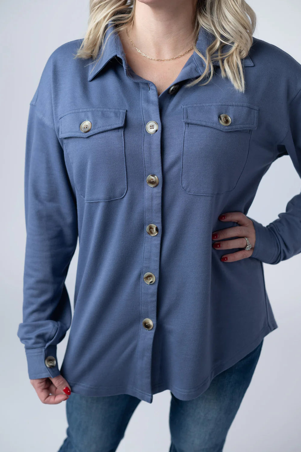 Brianna Button Down Top - Denim