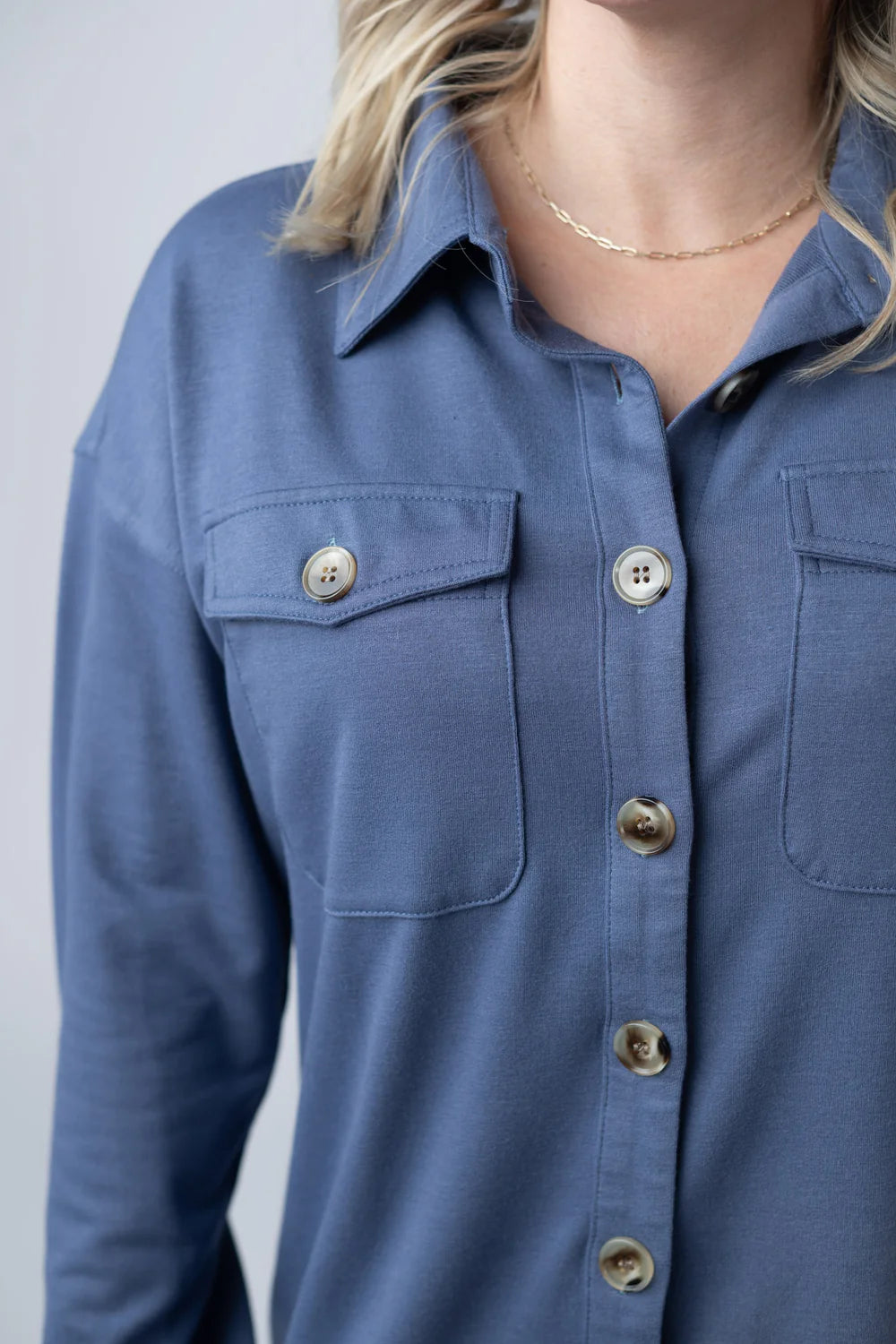 Brianna Button Down Top - Denim