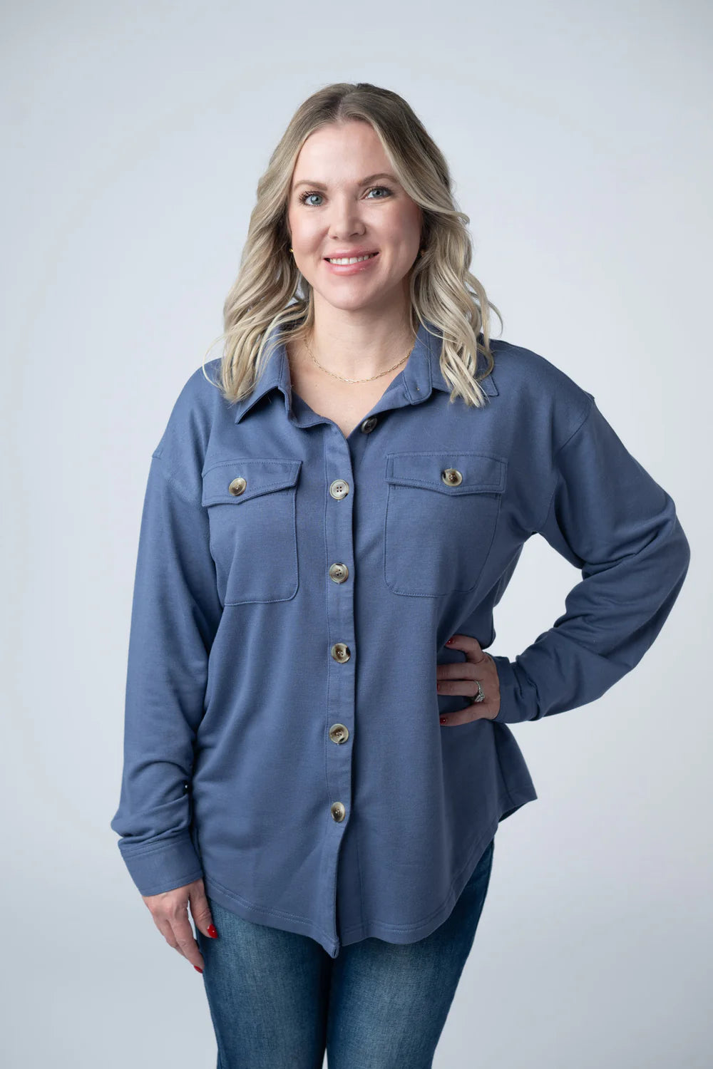 Brianna Button Down Top - Denim