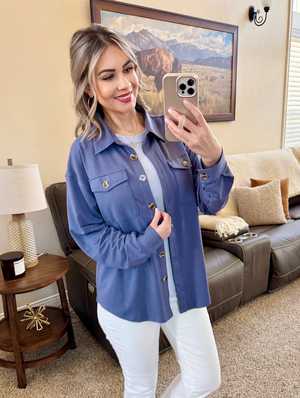 Brianna Button Down Top - Denim