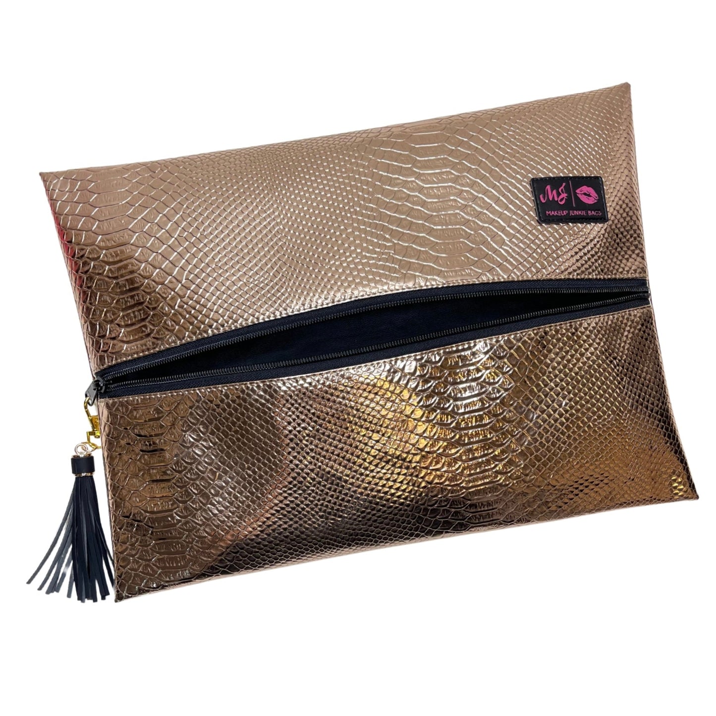 Makeup Junkie Rose Gold Python Bag