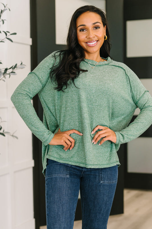 Zenana Heathered Pullover in Dark Green