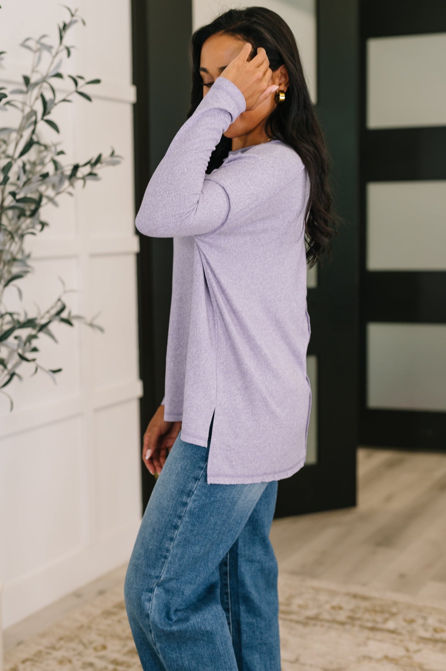 Zenana Heathered Pullover in Lavender