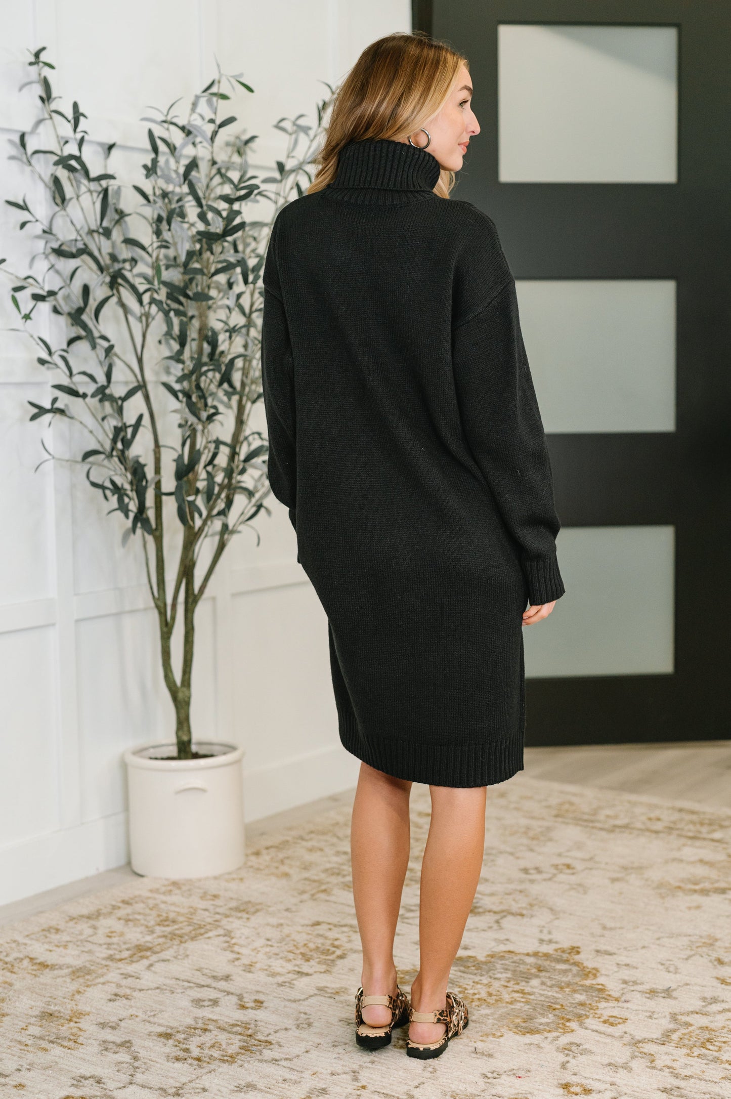 Zenana Turtleneck Dress in Black