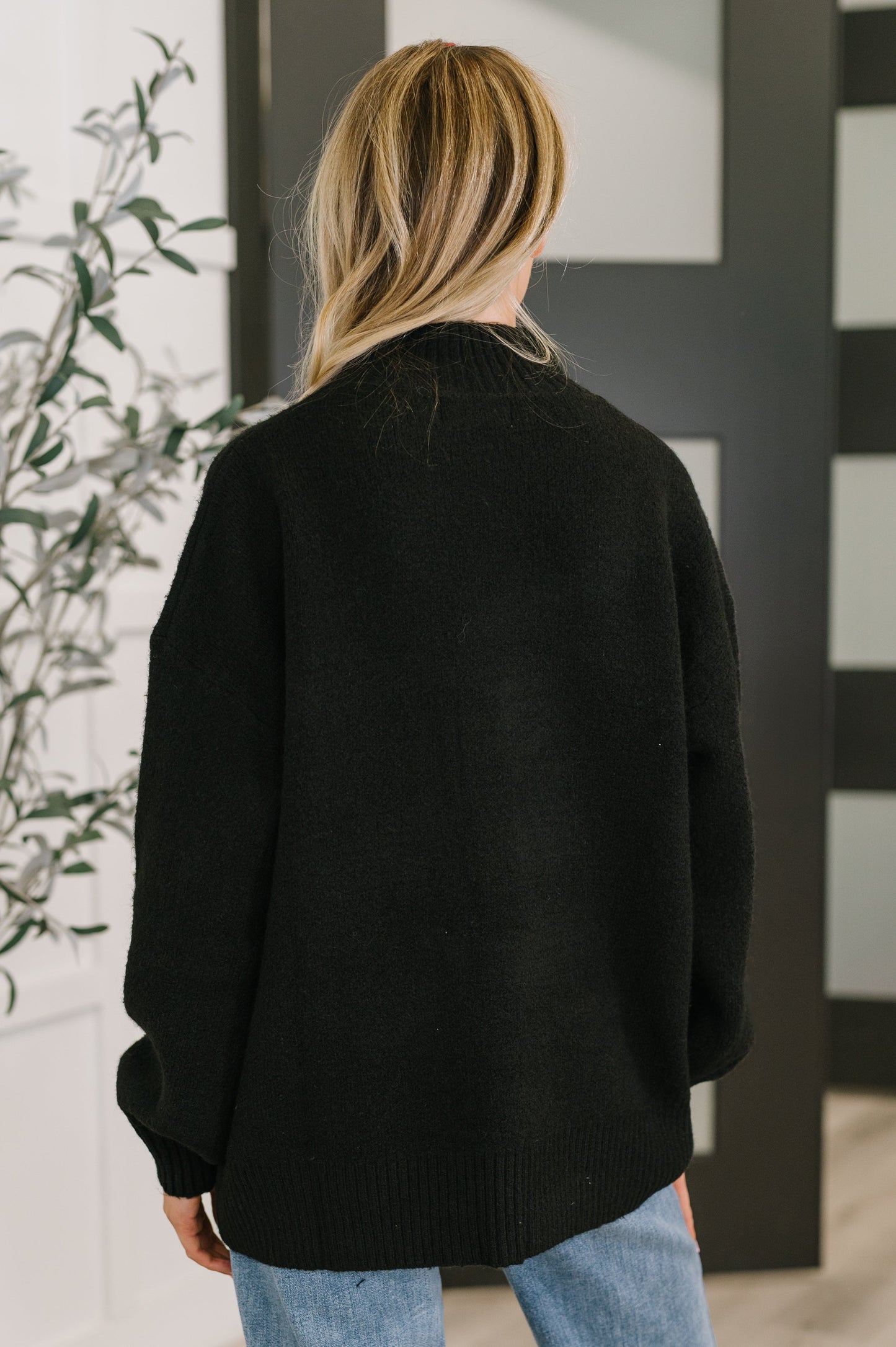 Zenana High Neck Pullover in Black