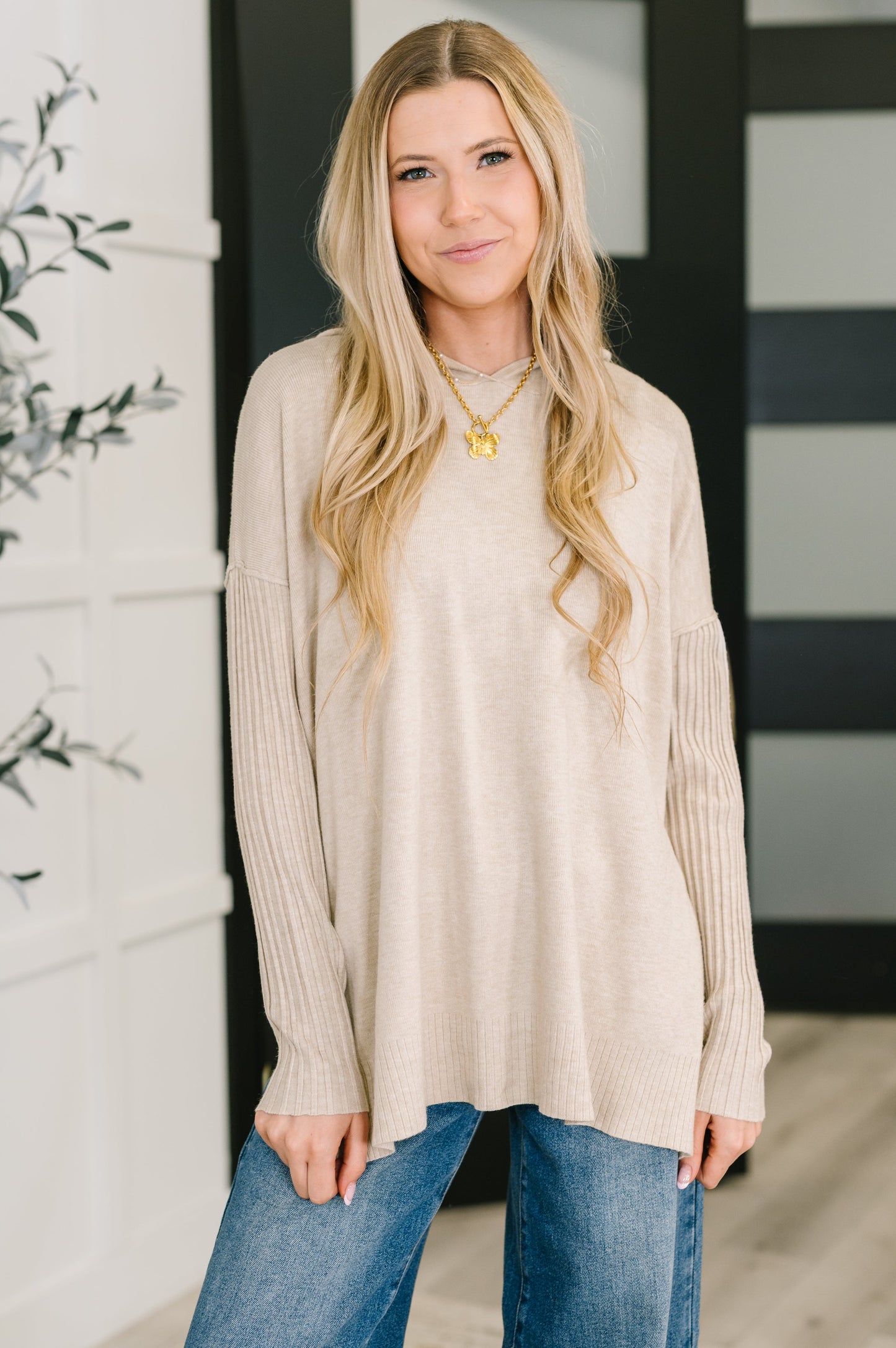 Zenana Hooded Long Sleeve in Beige
