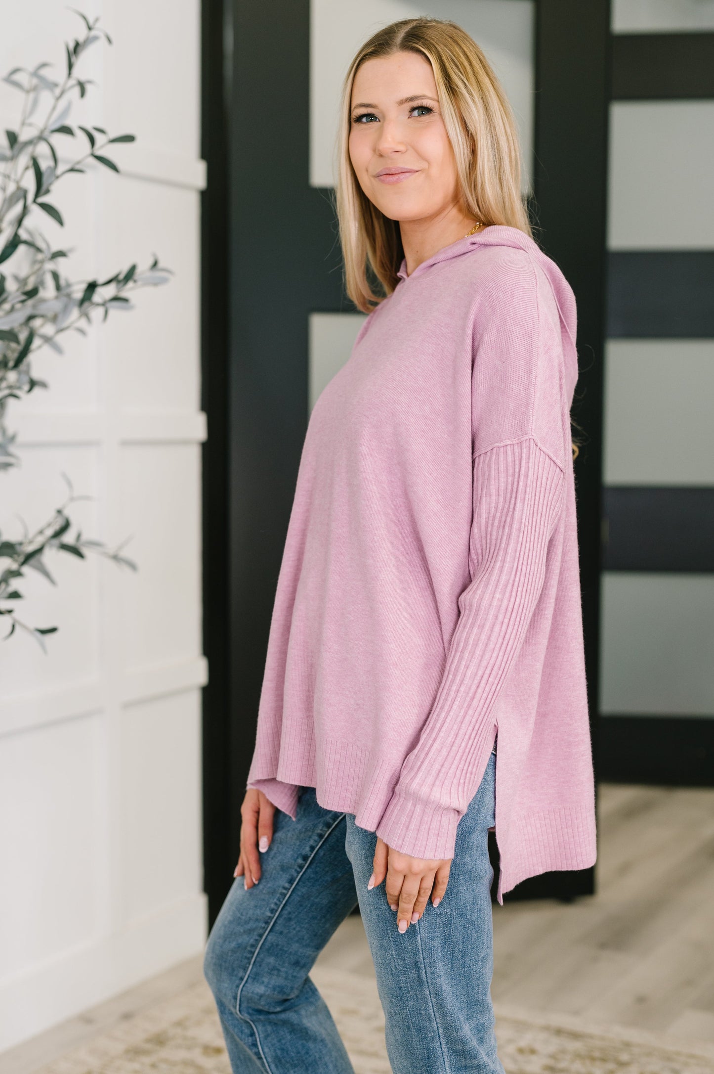 Zenana Hooded Long Sleeve in Mauve