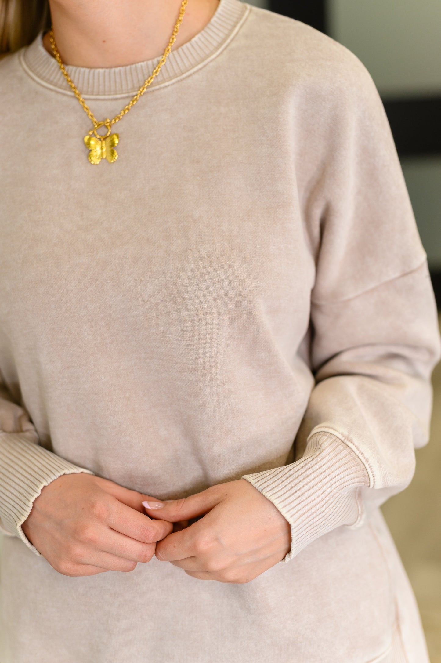 Zenana Mineral Wash Pullover in Ash Mocha