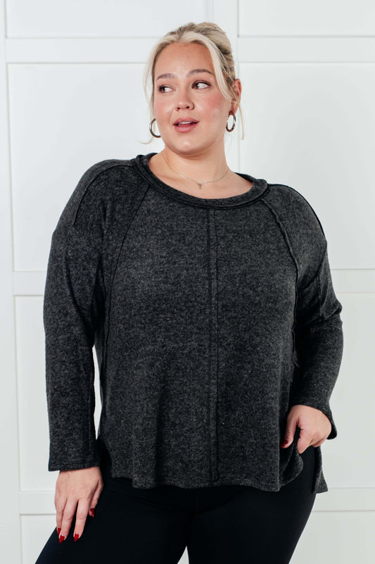 Zenana Brushed Hacci Sweater in Black