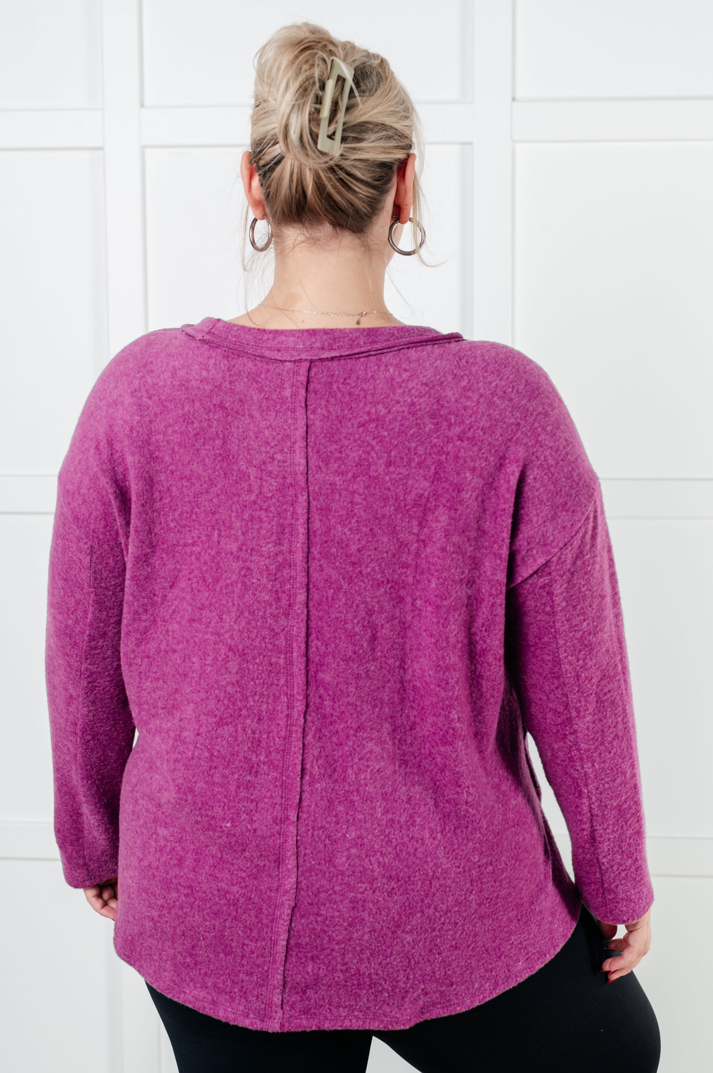 Zenana Brushed Hacci Sweater in Light Plum