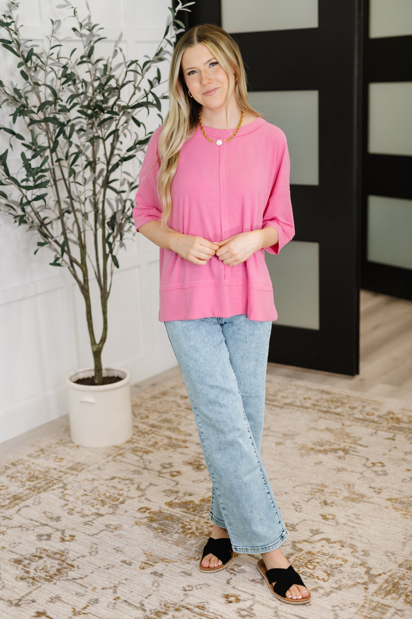Zenana Relaxed Tee in Candy Pink