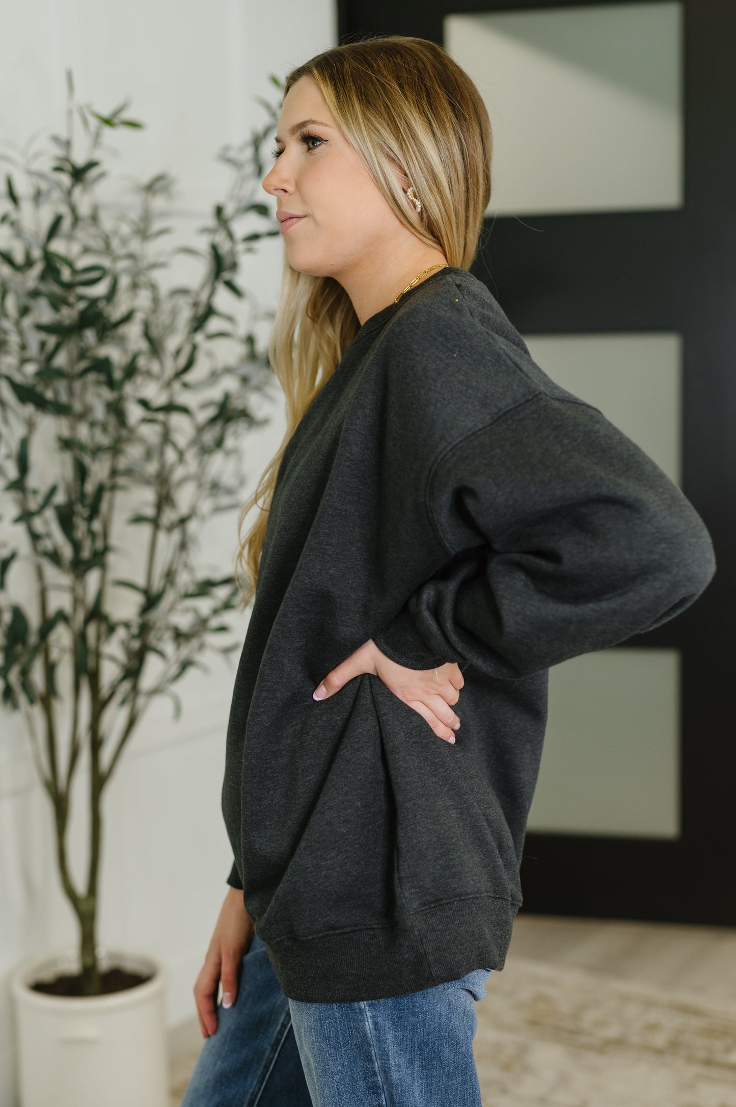 Zenana Relaxed Pullover in Charcoal