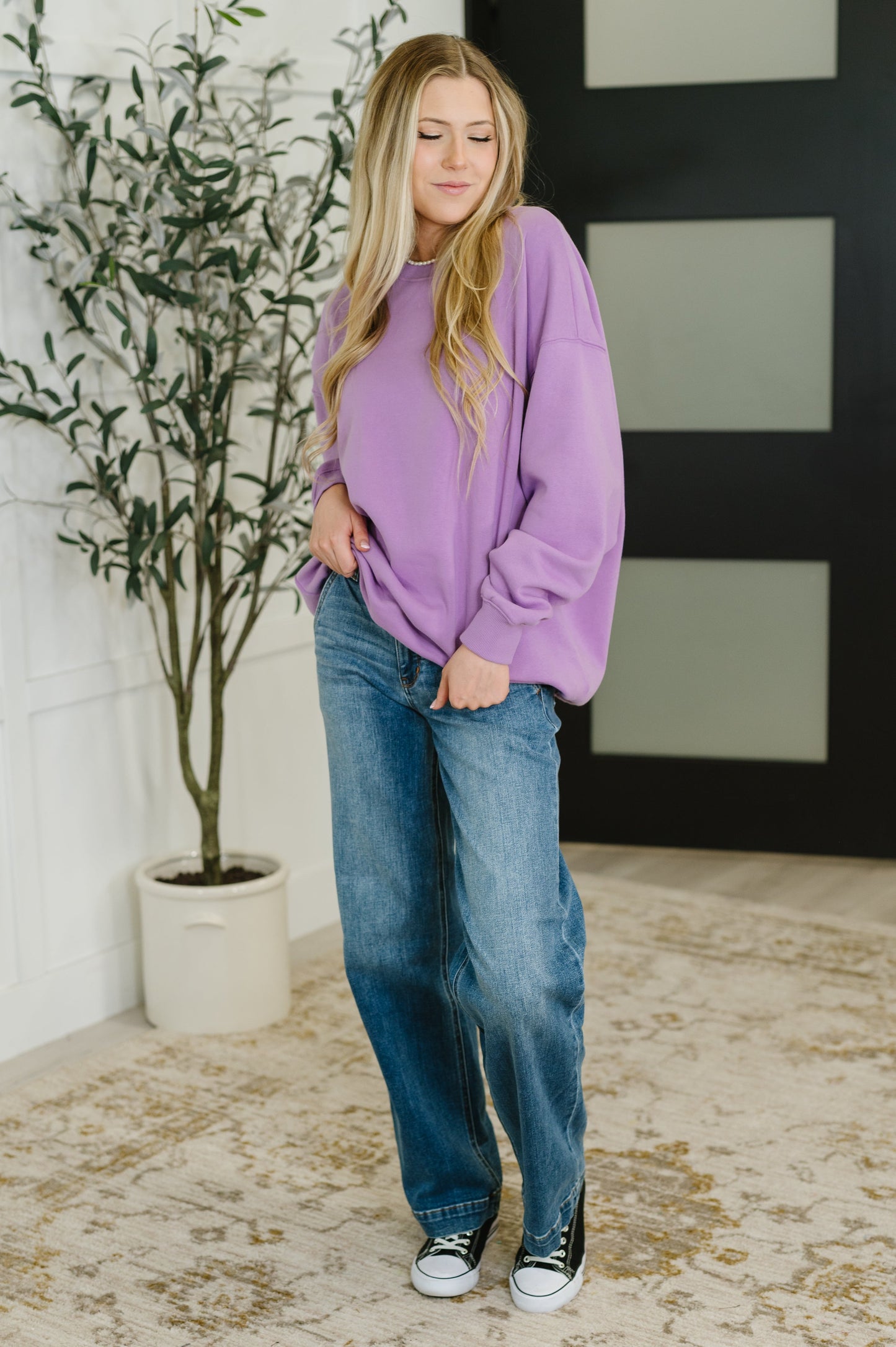 Zenana Relaxed Pullover in Lavender