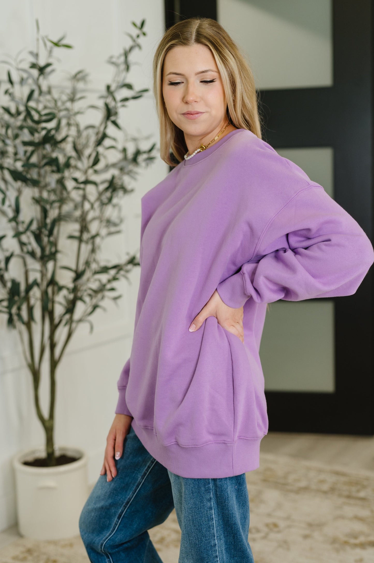Zenana Relaxed Pullover in Lavender