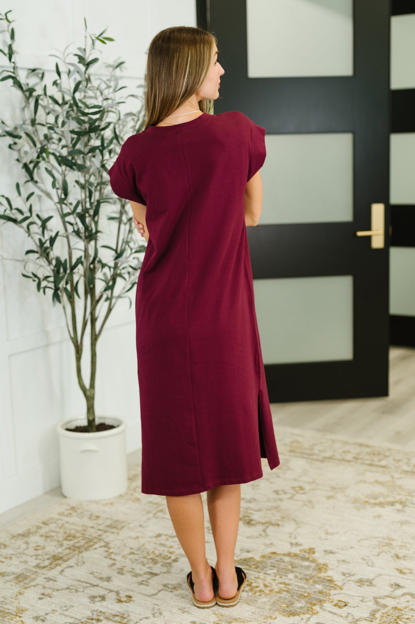 Zenana Sweet Like That Casual Dress in Cabernet