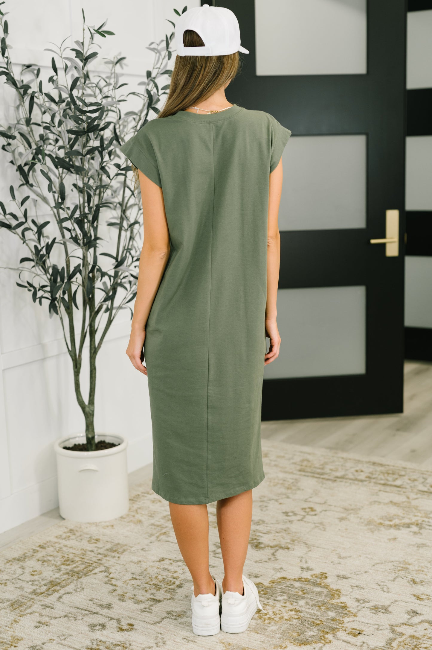 Zenana Sweet Like That Casual Dress in Light Olive