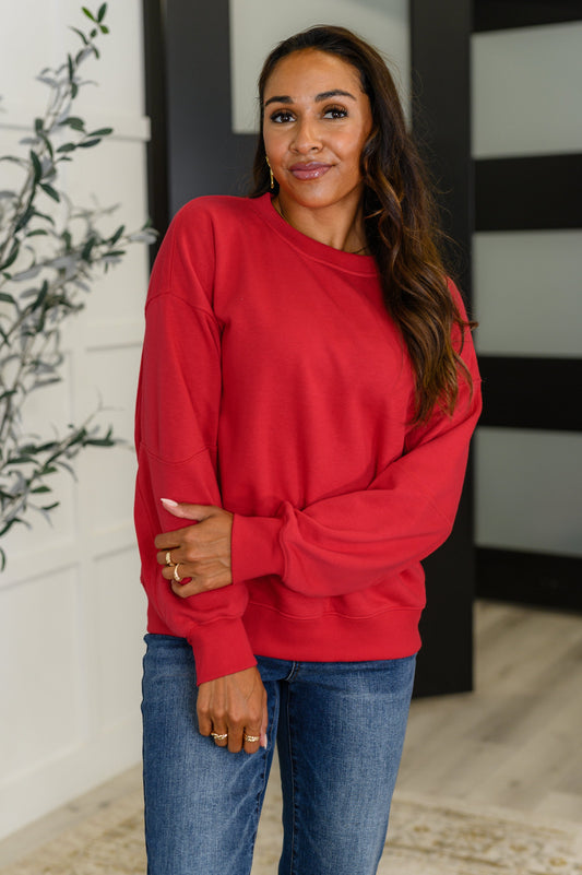 Sweet with a Side Eye Pullover in True Red