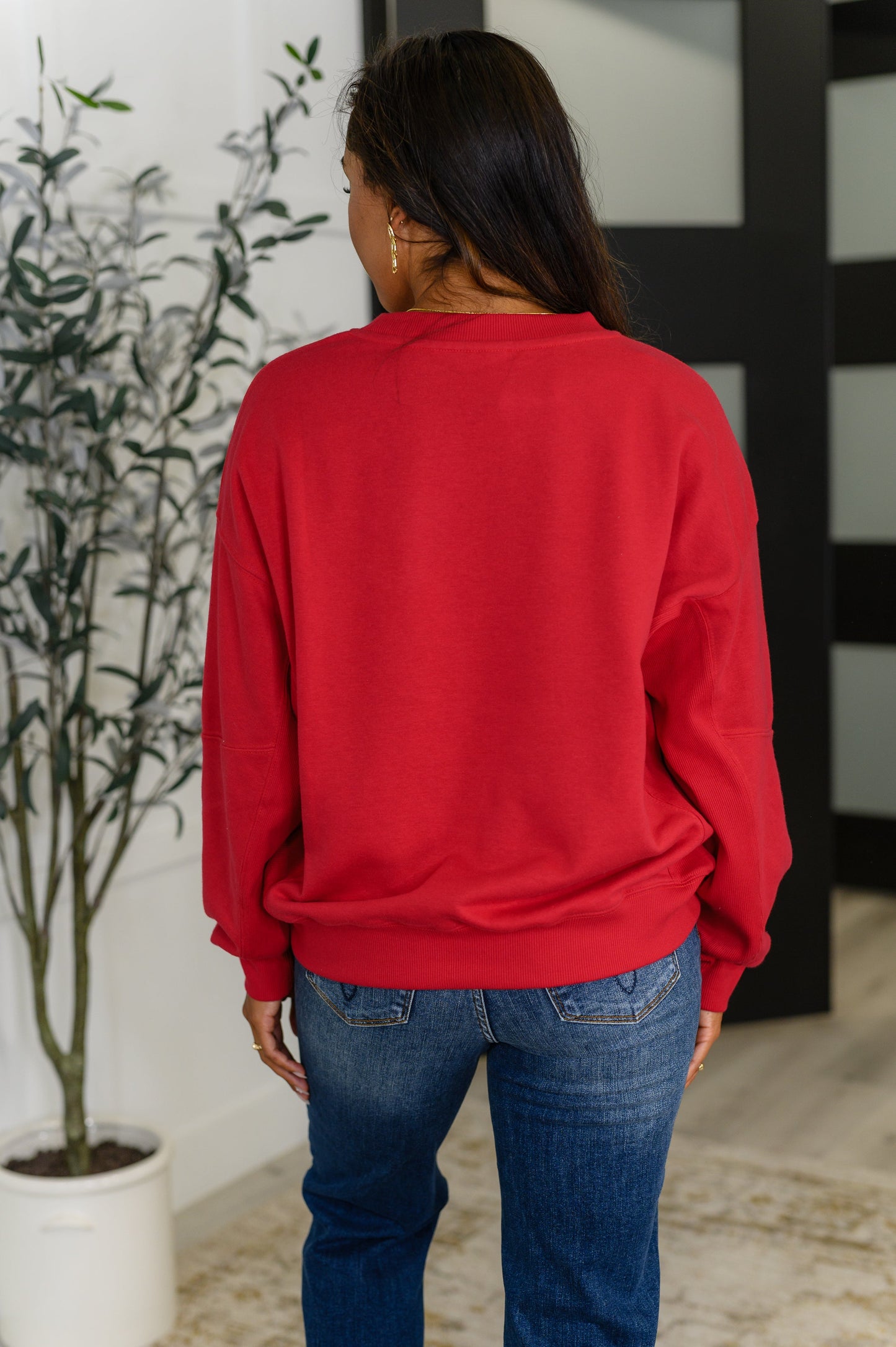 Sweet with a Side Eye Pullover in True Red