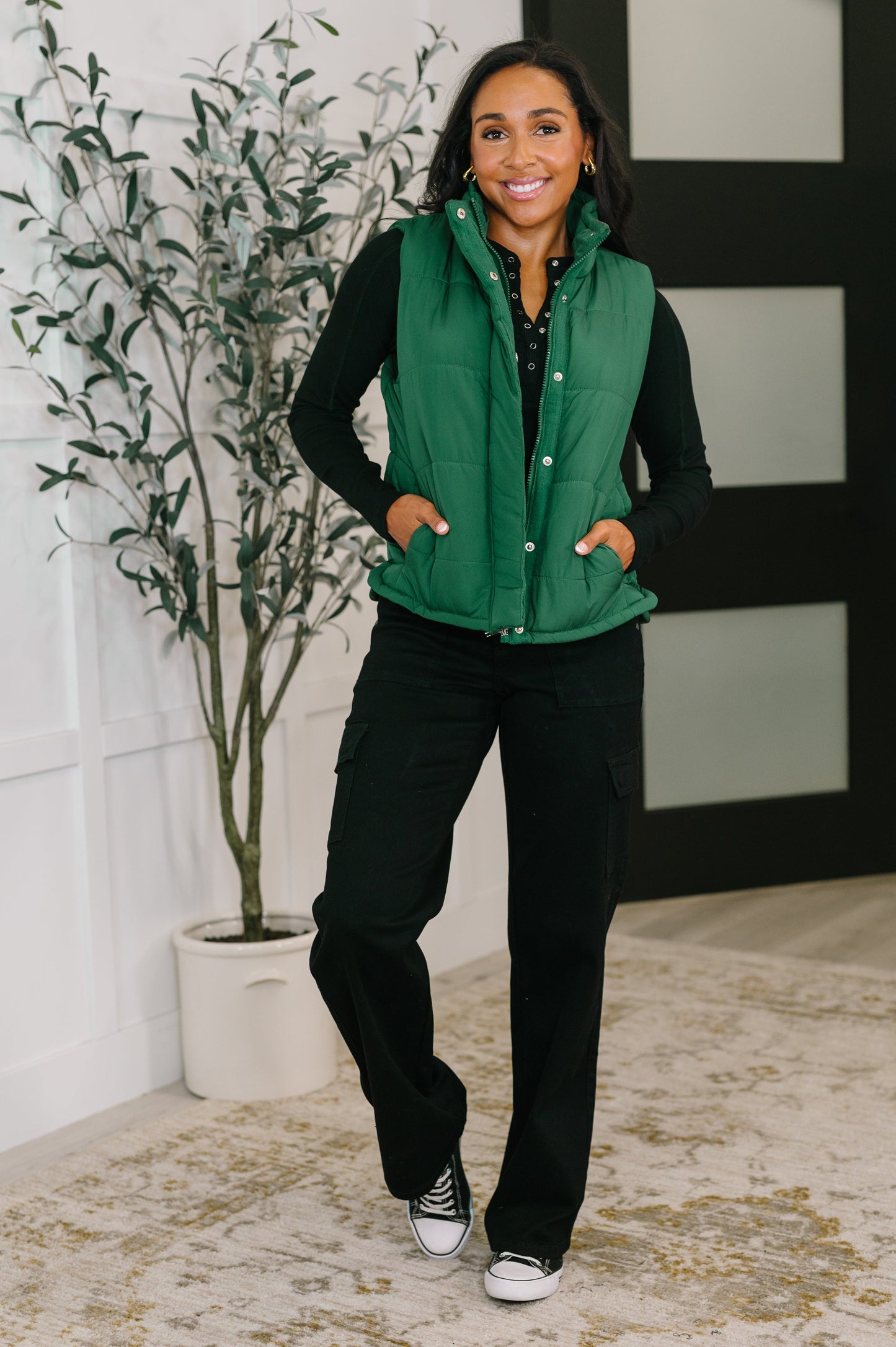 Zenana Puffer Vest in Hunter Green