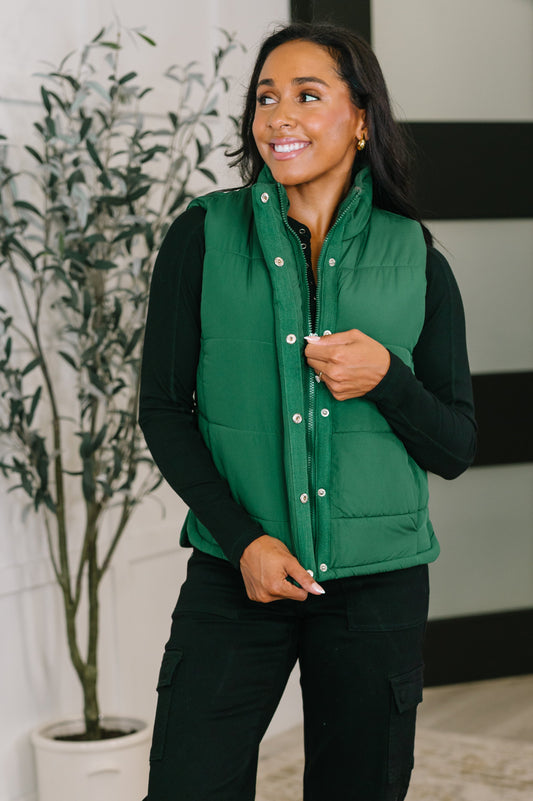Zenana Puffer Vest in Hunter Green