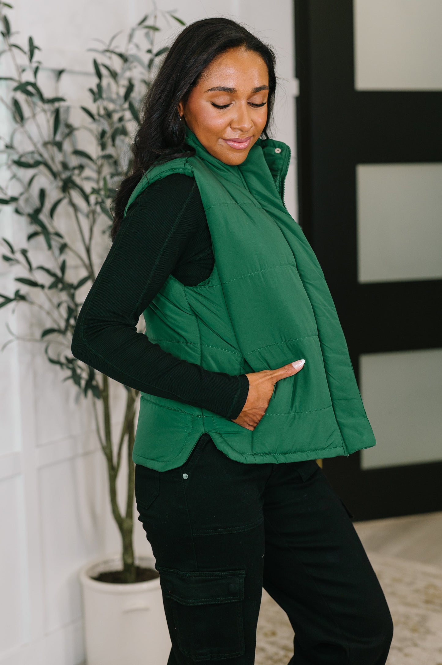 Zenana Puffer Vest in Hunter Green