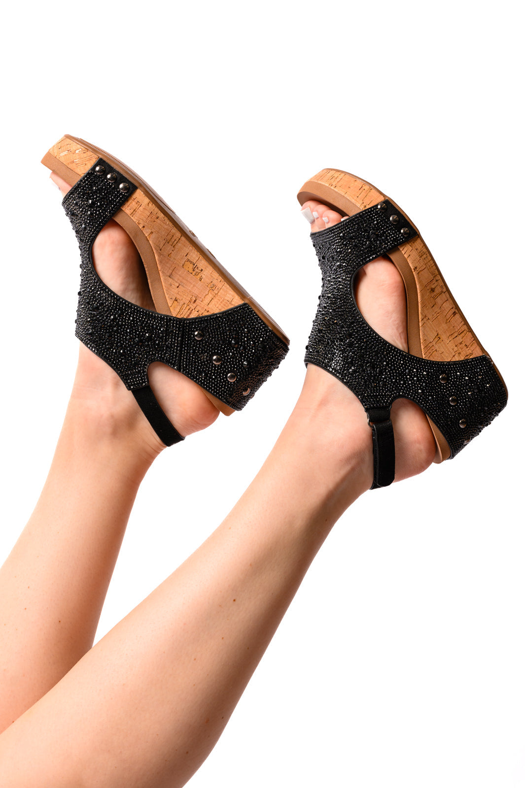 Corky’s Ashley Wedge Sandals in Black Rhinestone