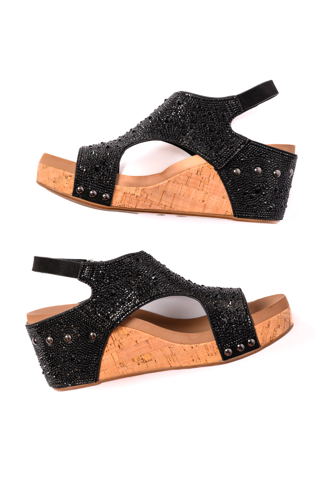 Corky’s Ashley Wedge Sandals in Black Rhinestone