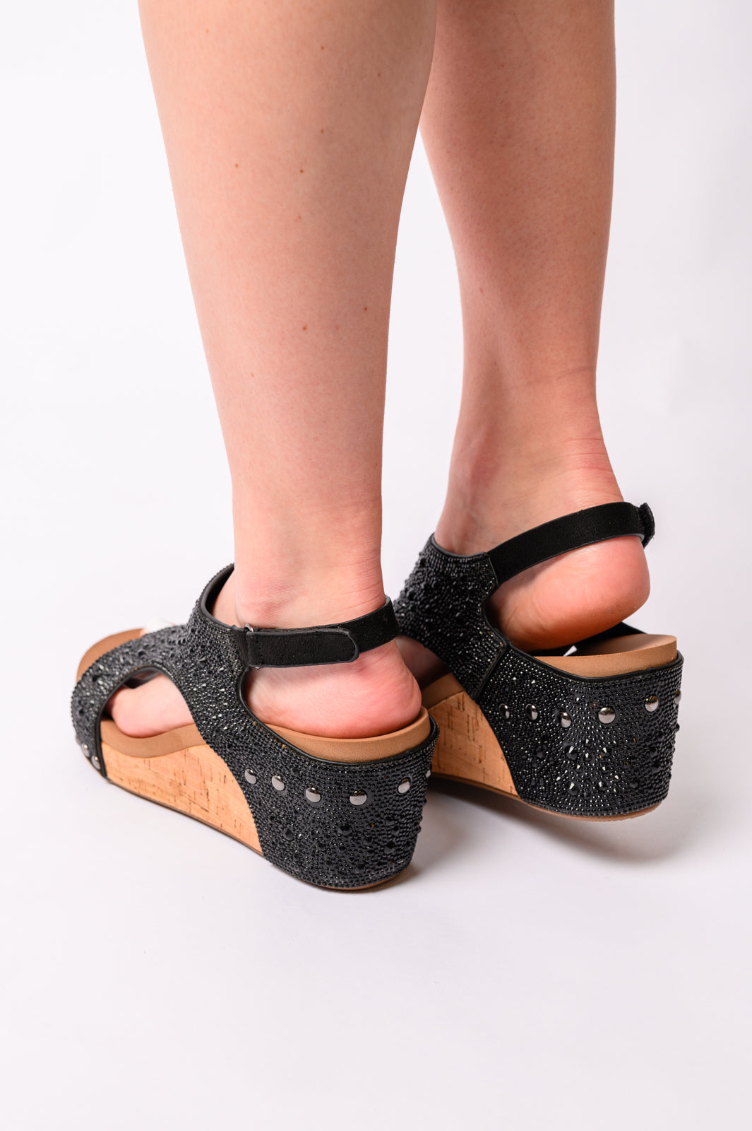 Corky’s Ashley Wedge Sandals in Black Rhinestone