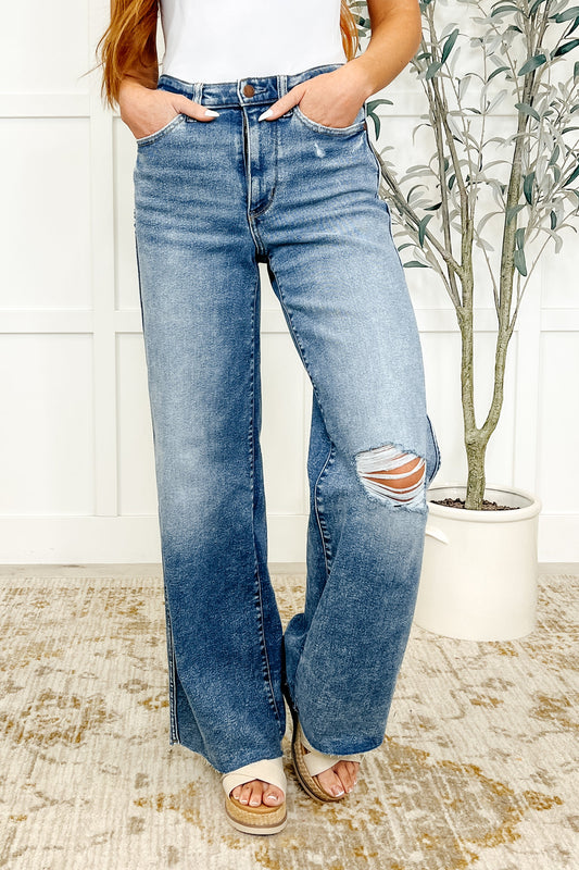 Judy Blue High Rise Vintage Wash Wide Leg Jeans
