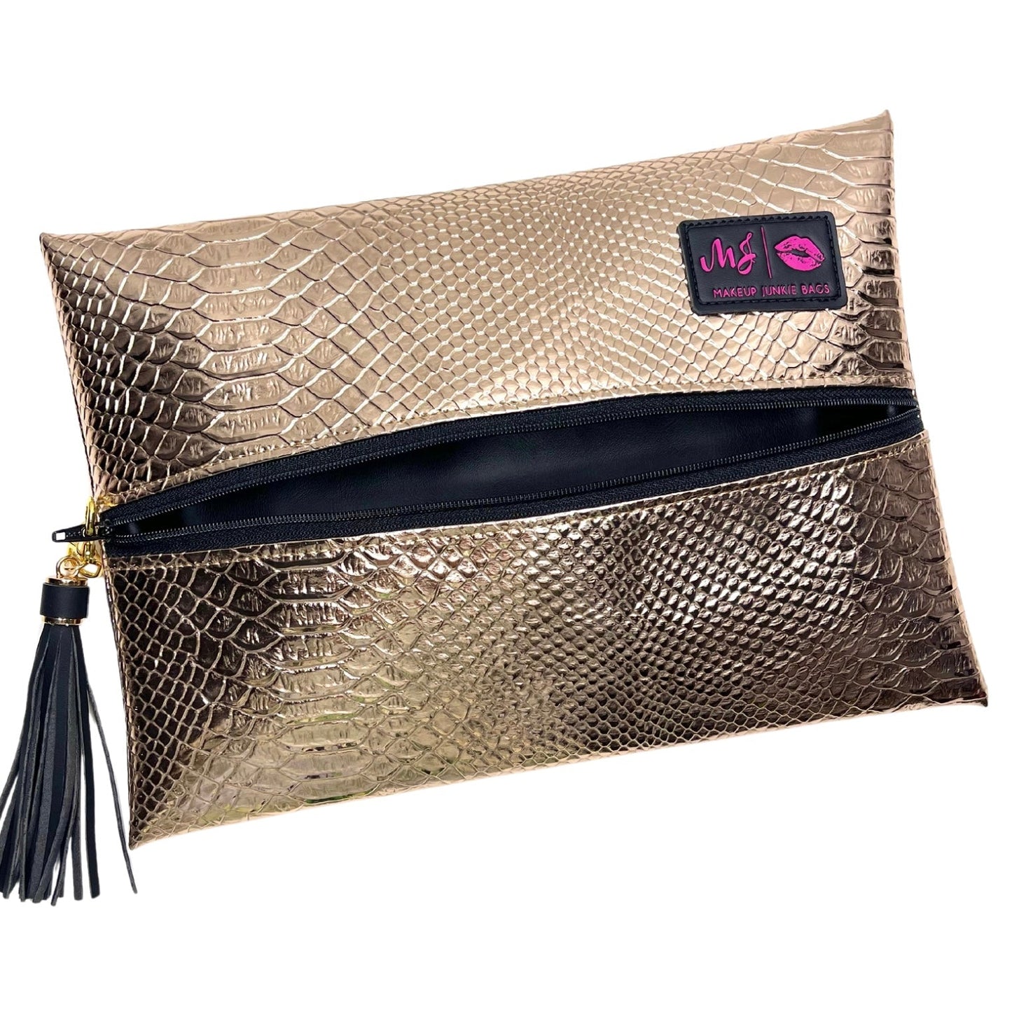 Makeup Junkie Rose Gold Python Bag
