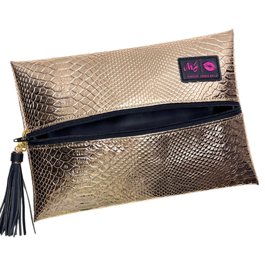 Makeup Junkie Rose Gold Python Bag