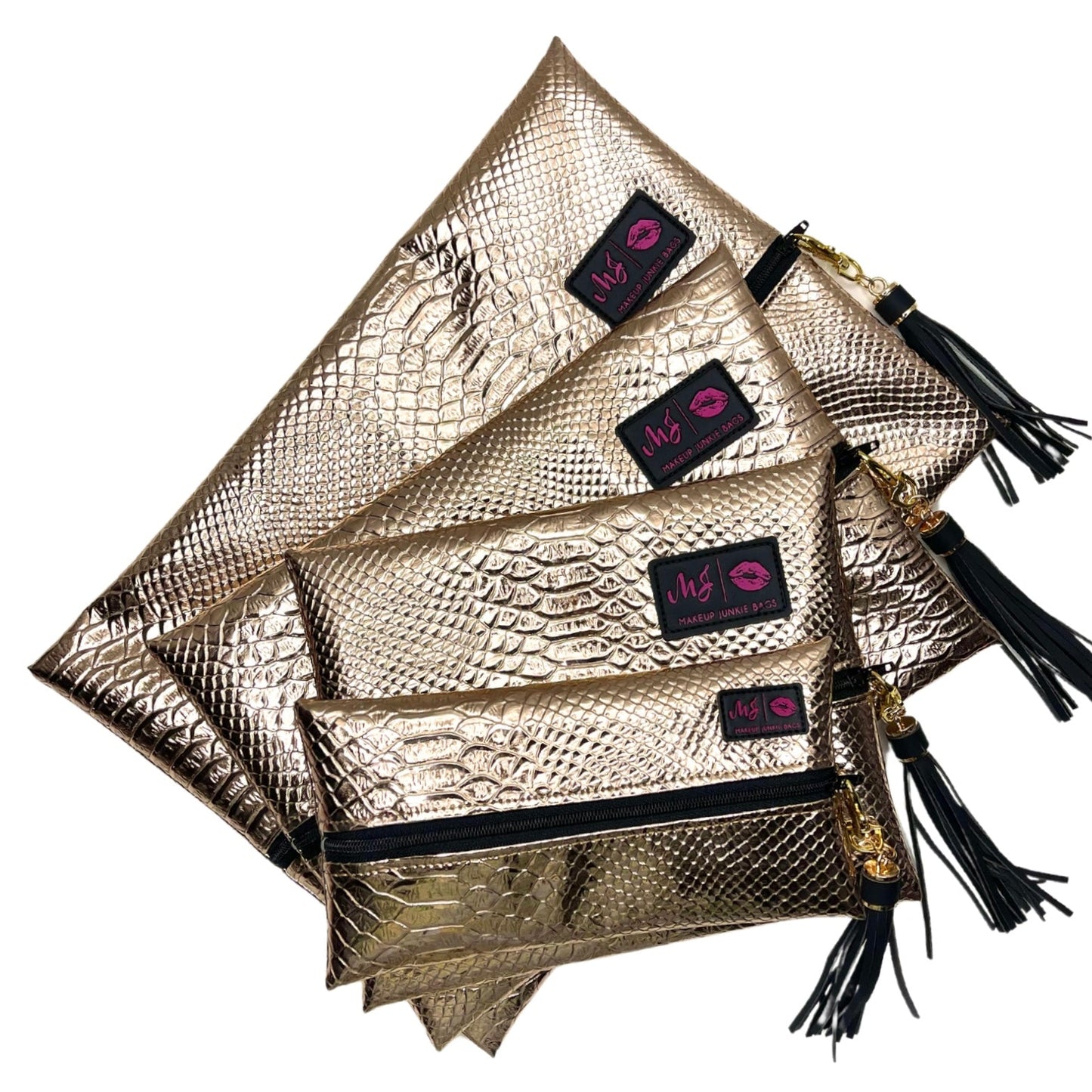 Makeup Junkie Rose Gold Python Bag