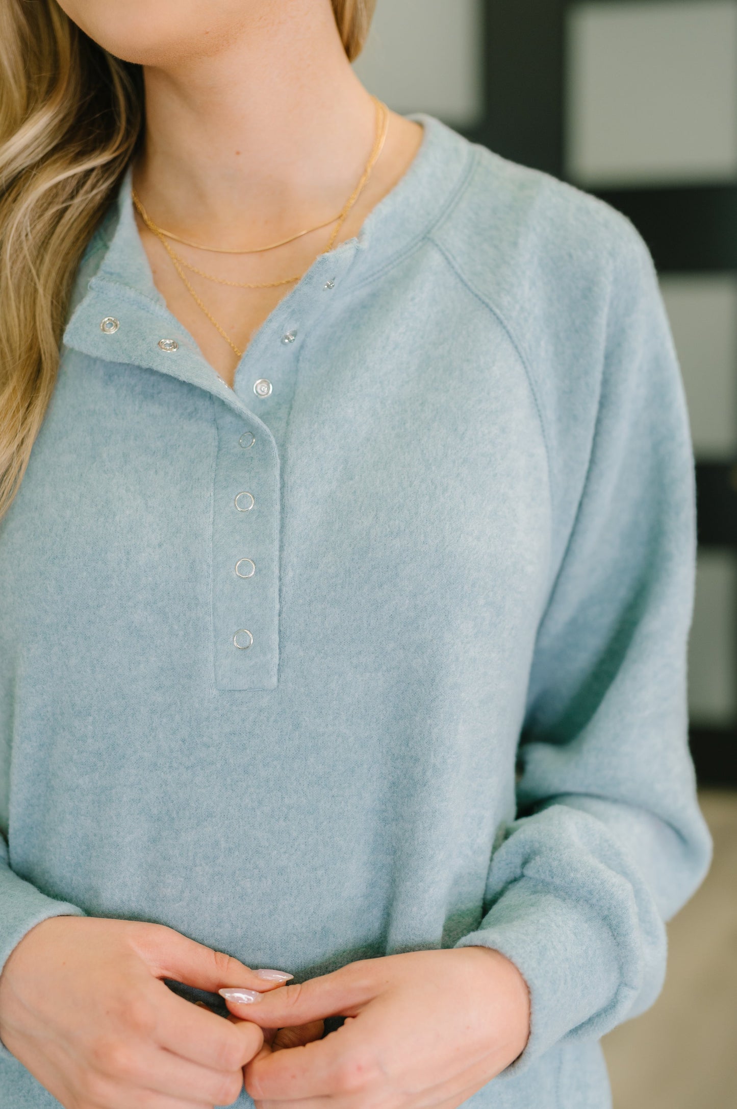 Zenana Scooped Hi-Low Long Pullover in Blue Grey