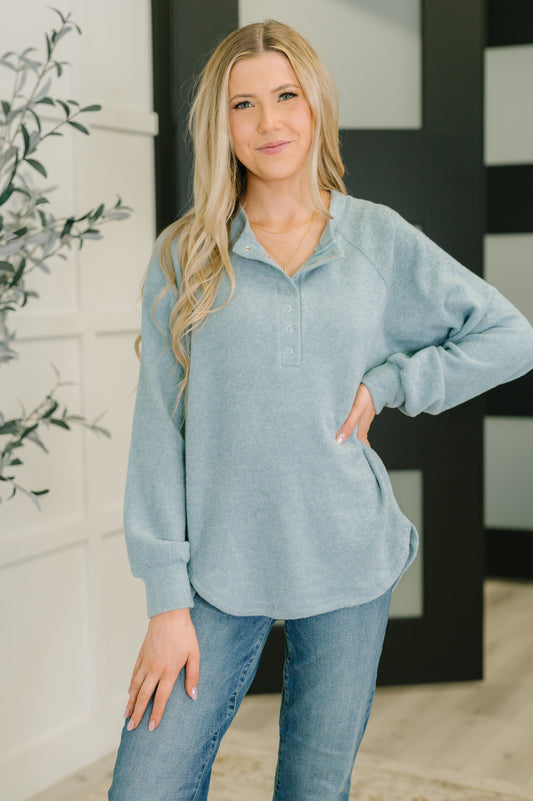 Zenana Scooped Hi-Low Long Pullover in Blue Grey