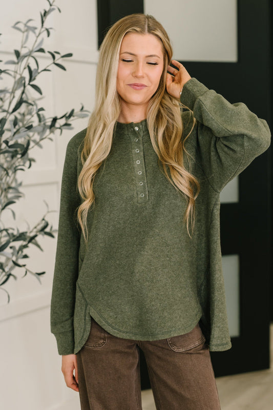 Zenana Scooped Hi-Low Long Pullover in Olive