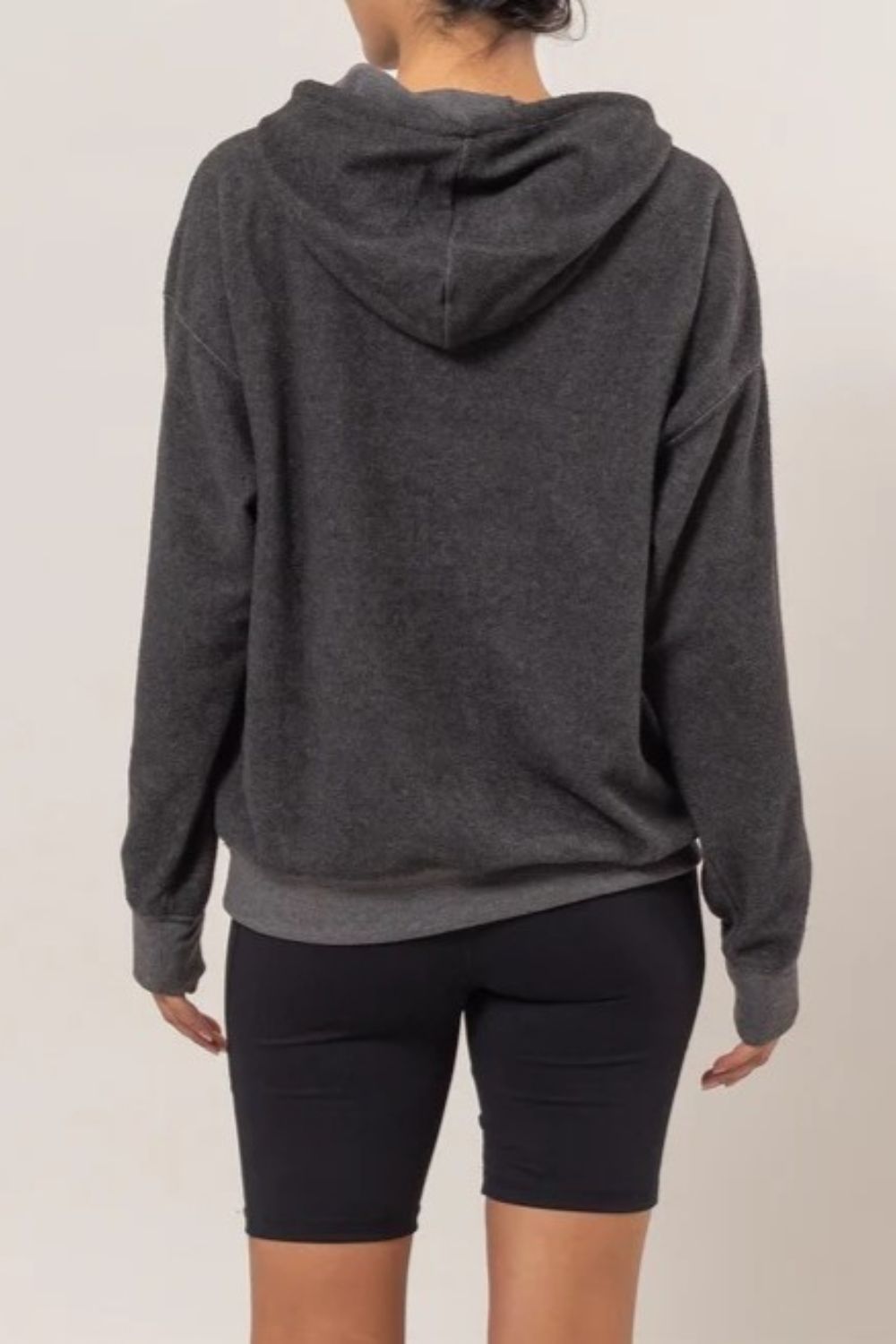 Charcoal Brushed Long Sleeve Hoodie with Kangaroo Pocket