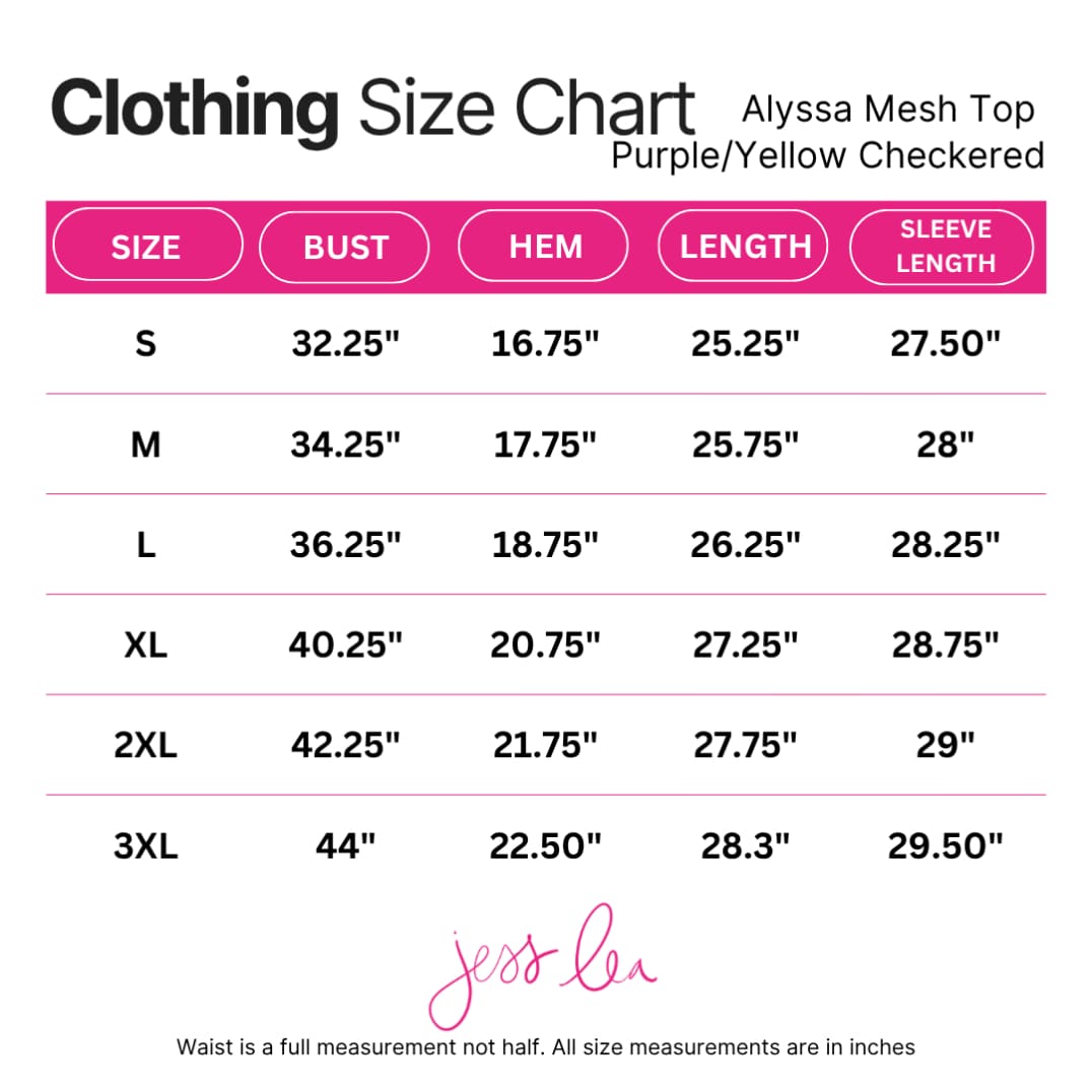 Alyssa Mesh Top- Purple/Yellow Checkered