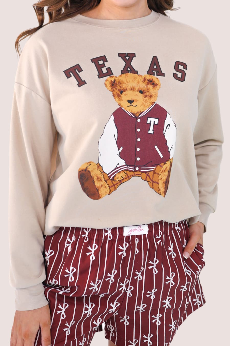 Benny The Bear Texas Pullover- Maroon