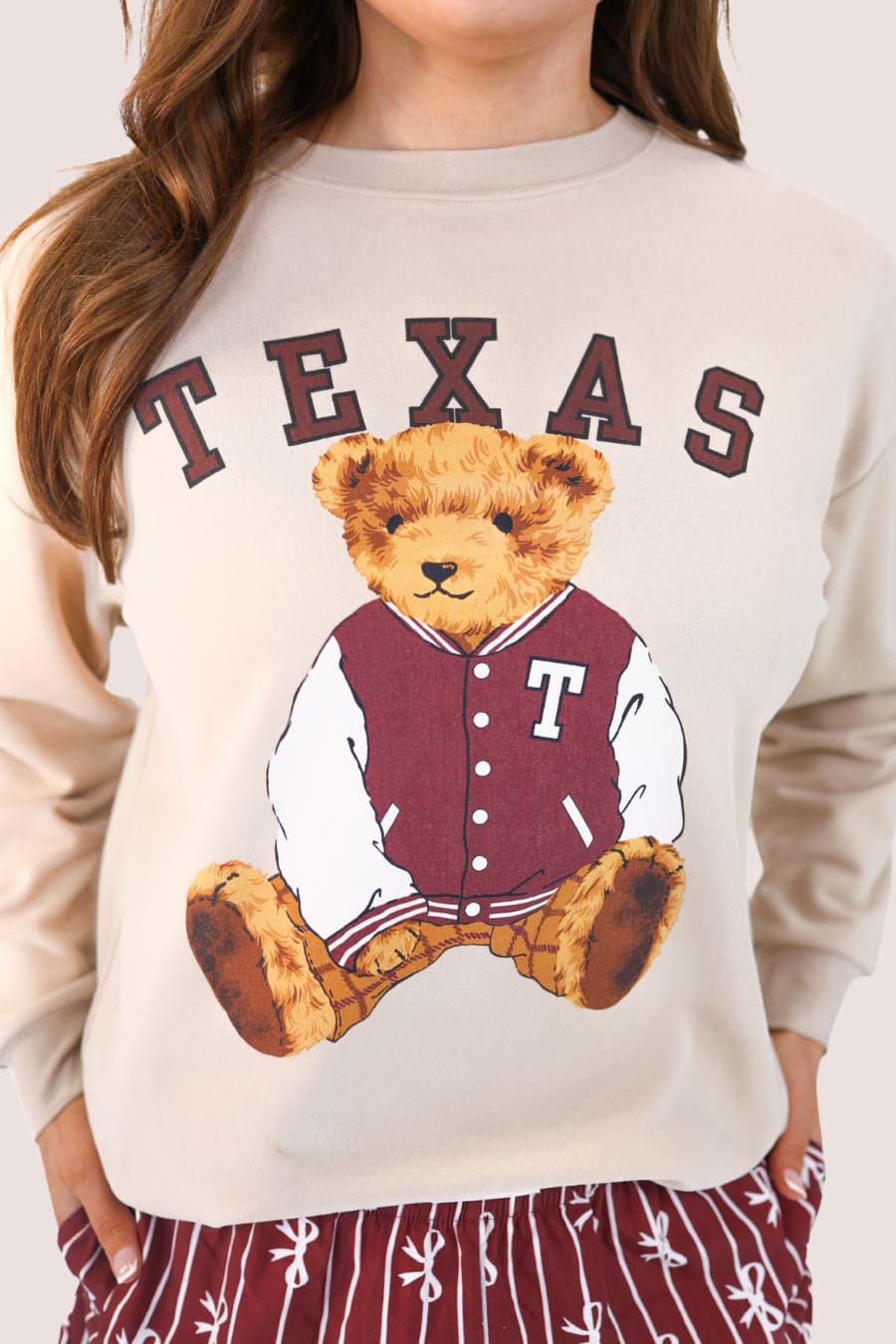 Benny The Bear Texas Pullover- Maroon