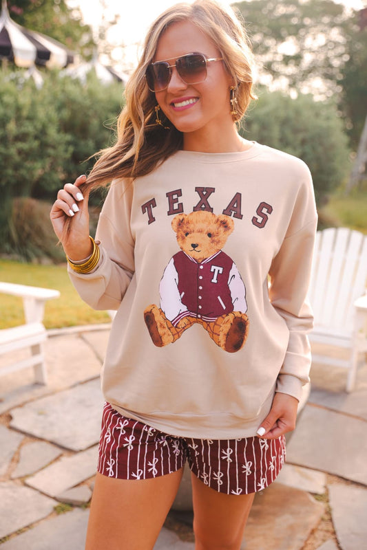 Benny The Bear Texas Pullover- Maroon