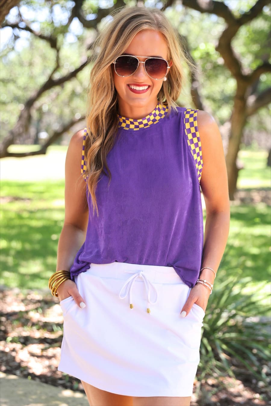 Checkmate Ribbed Tank- Purple