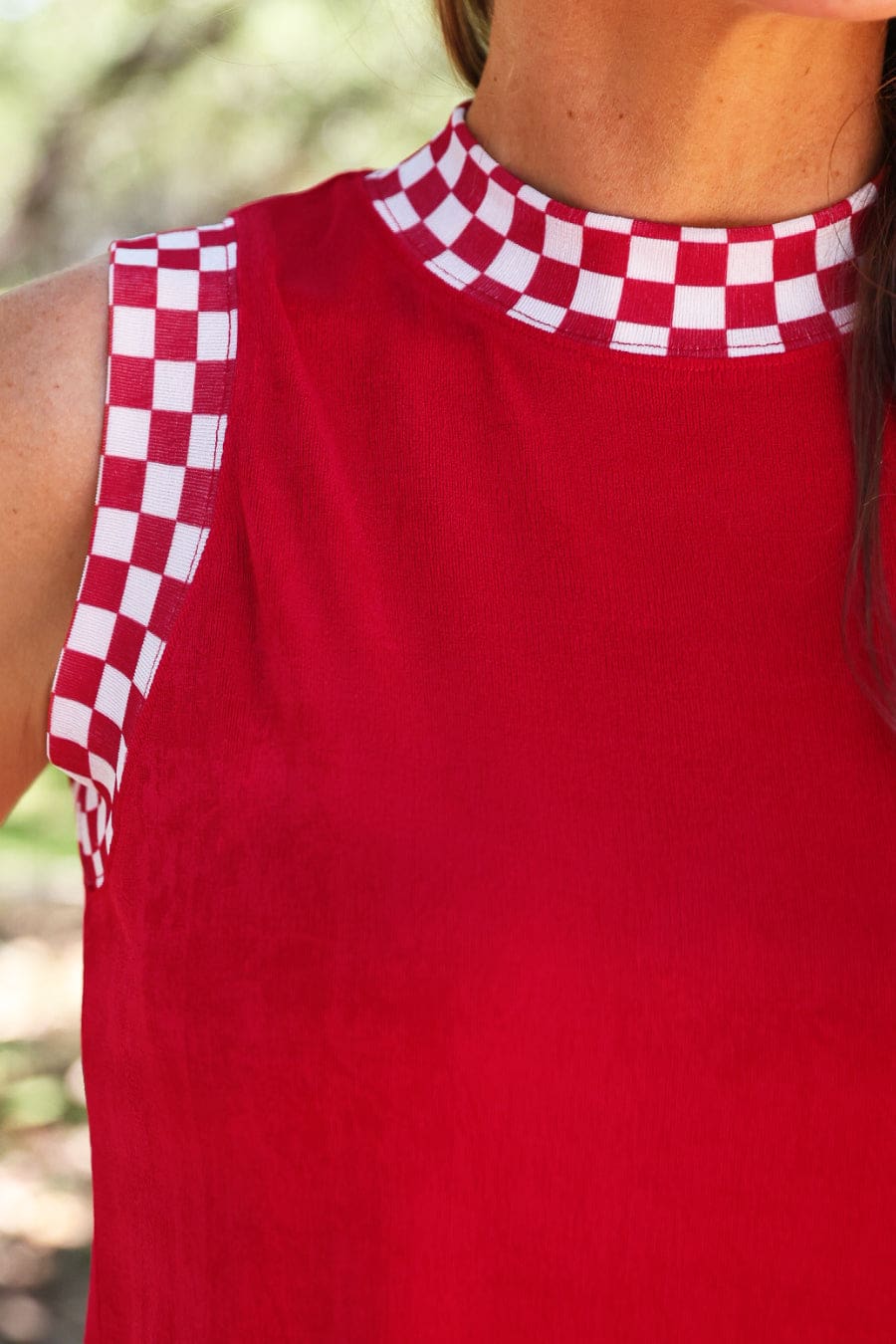 Checkmate Ribbed Tank- Red