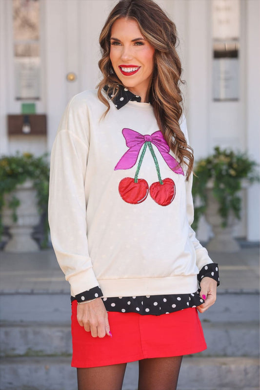 Cherry Bow Luxe Pullover