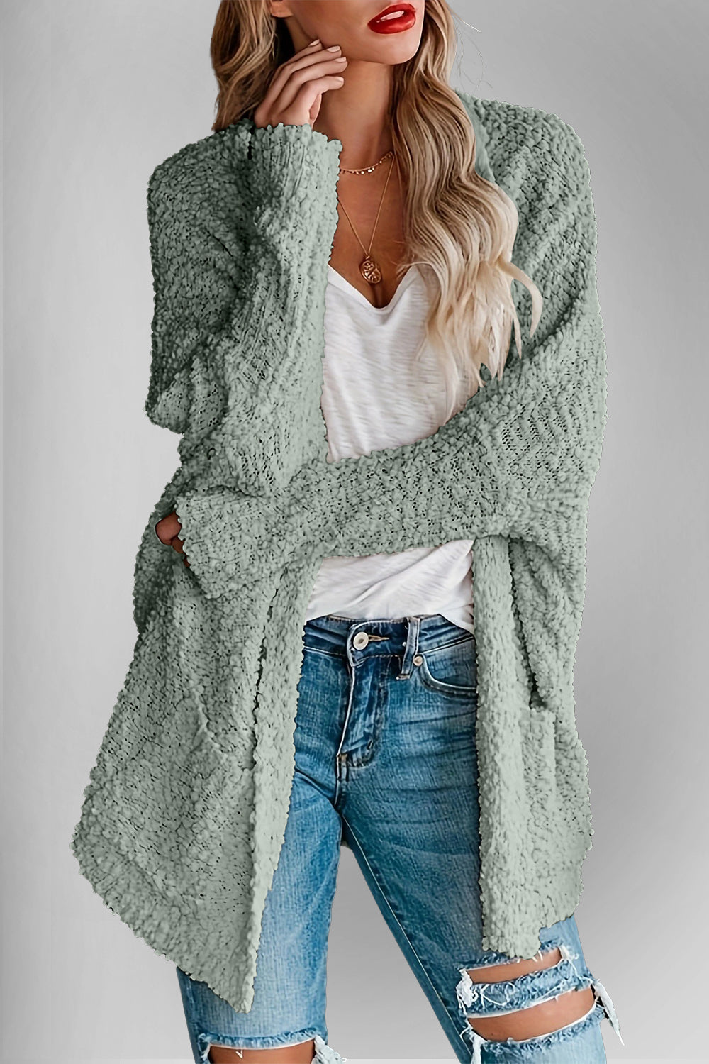 Pocketed Open Front Long Sleeve Cardigan - 6 color options