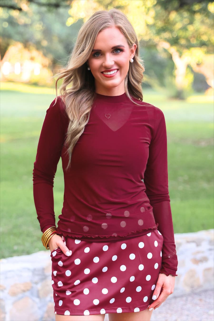 Kate Mesh Top- Burgundy