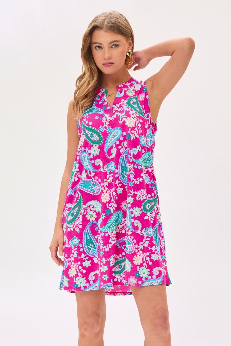 Lizzy Tank Dress in Hot Pink