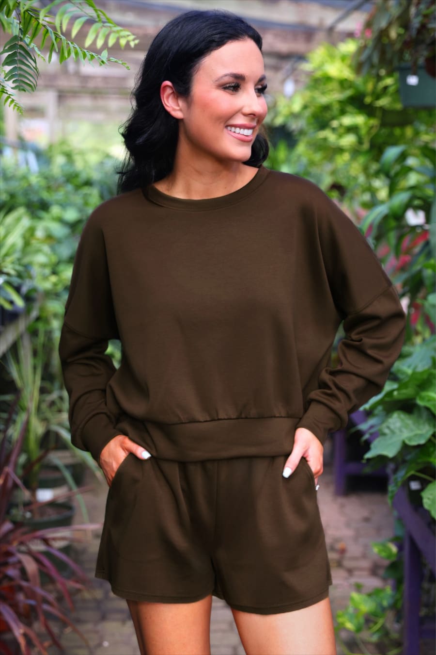 Luna Luxe Pullover Set- Chocolate