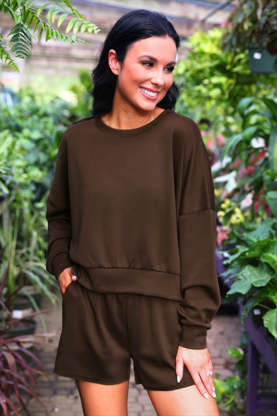 Luna Luxe Pullover Set- Chocolate