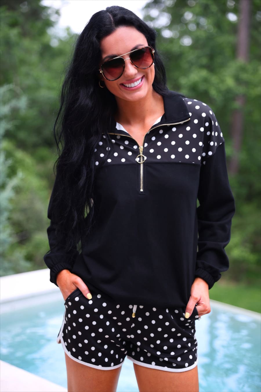 Mia Printed Pullover- After Dark Polka Dot
