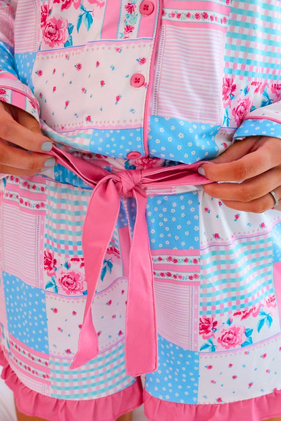 Pink Heirloom Patchwork Ruffle Pajama Set